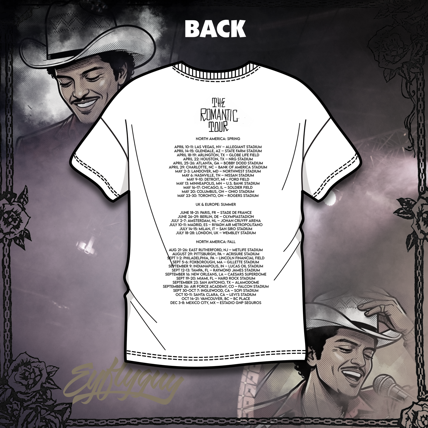 Bruno Mars Romantic Tour Concert Tee