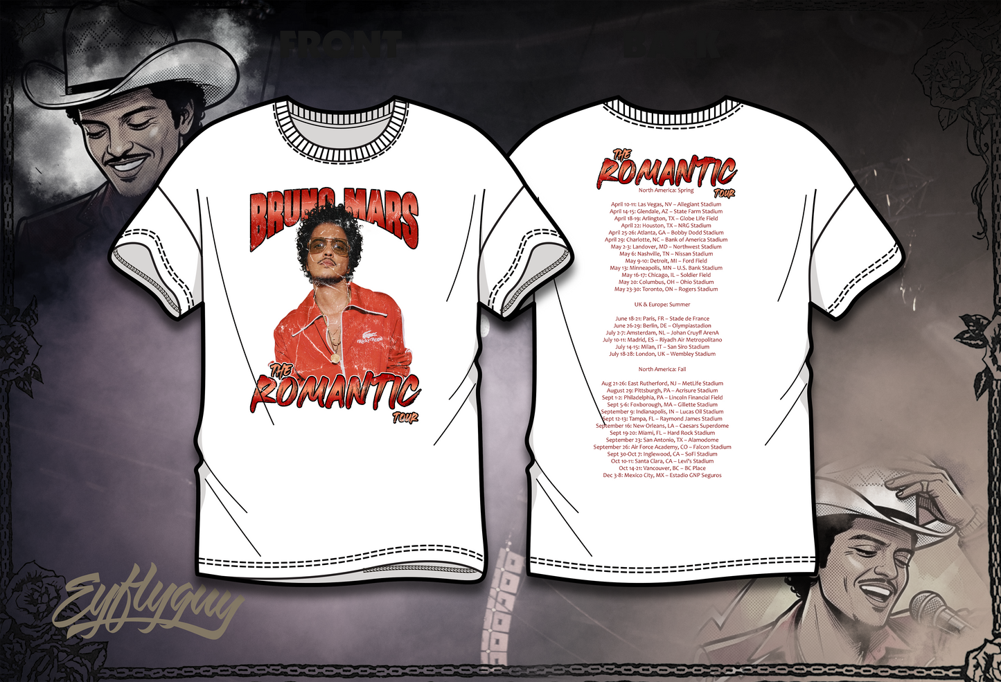 Bruno Mars Romantic Tour Merch Tee