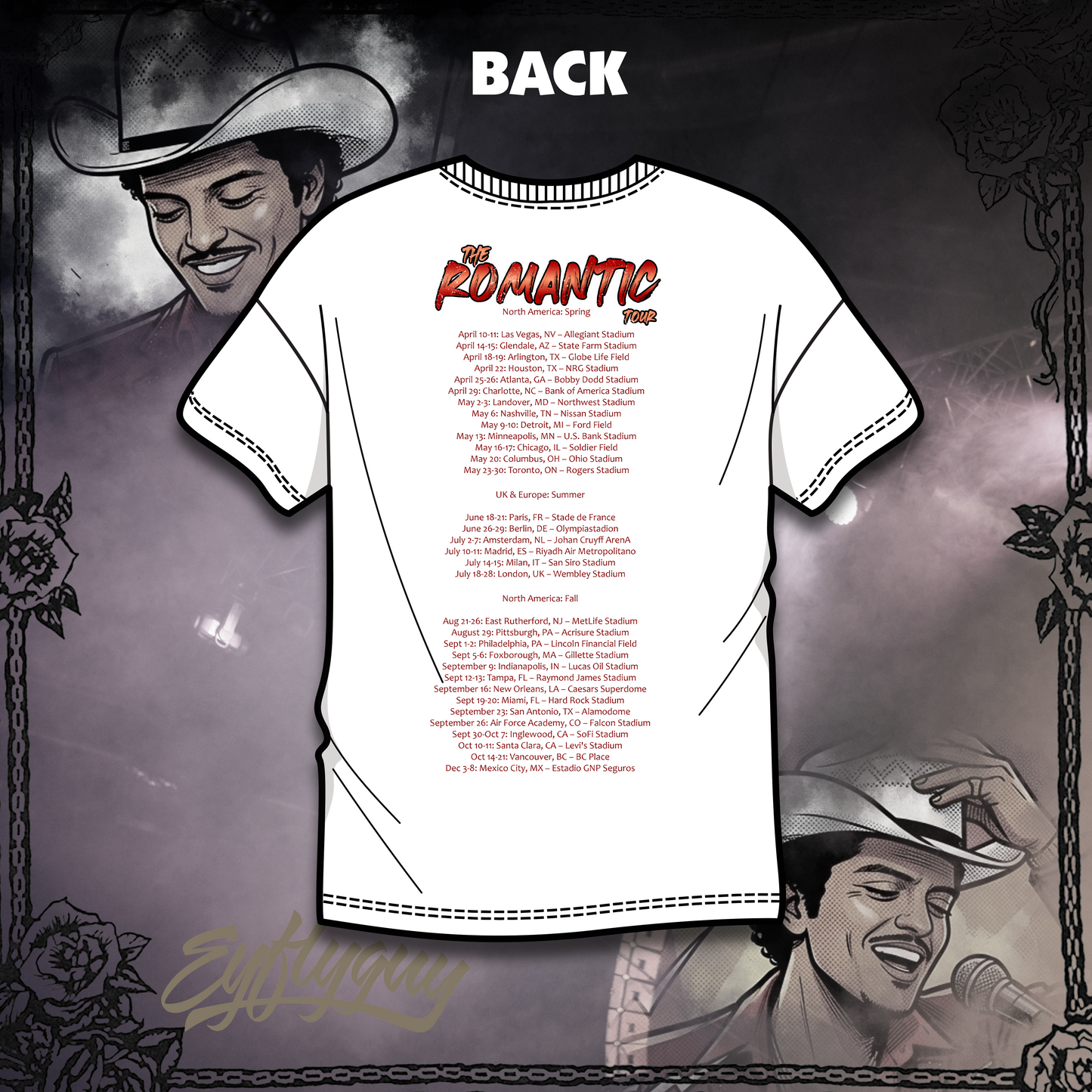 Bruno Mars Romantic Tour Merch Tee